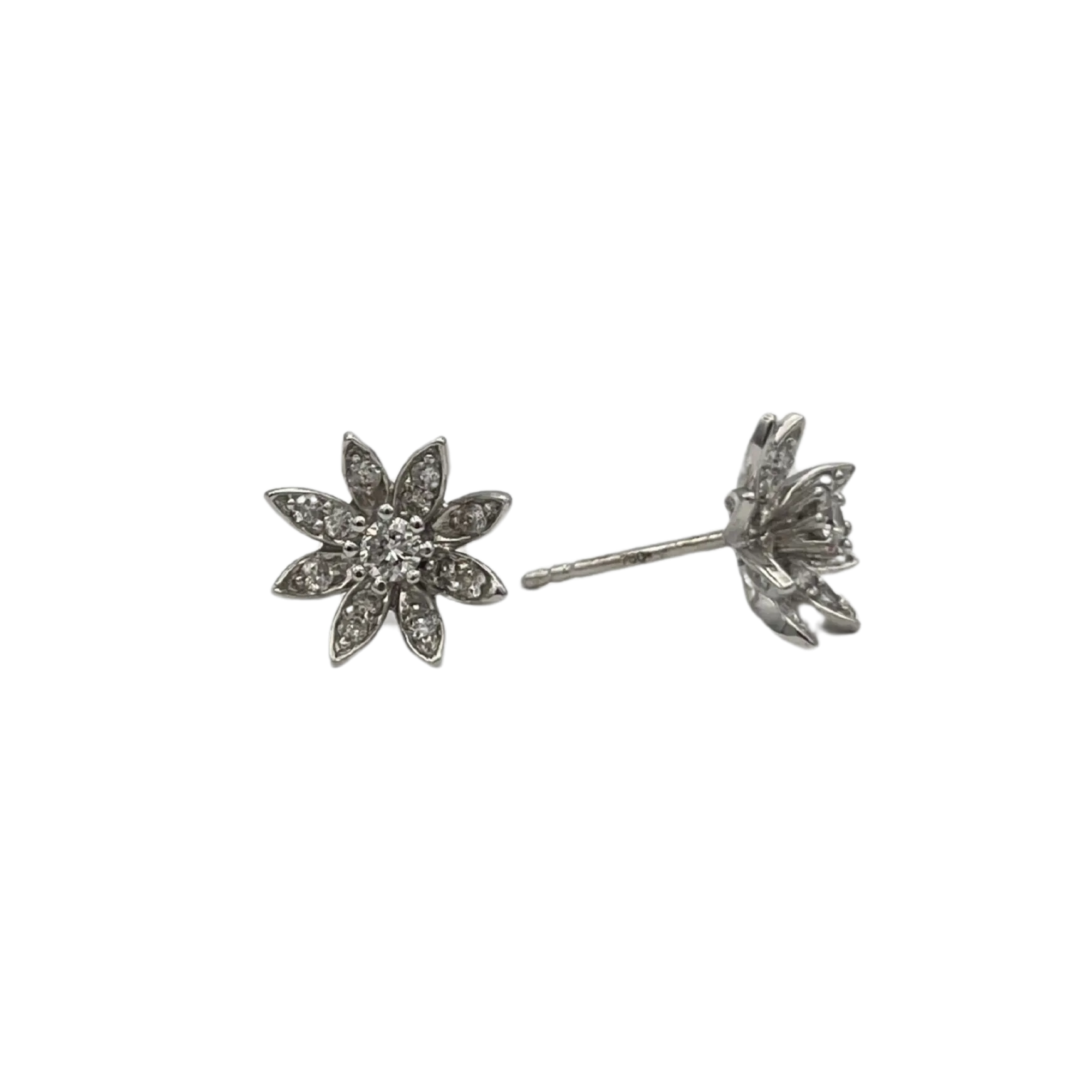 Vintage floral 0.34ct diamond stud earrings